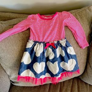 Girls pink and blue jean dress 2T